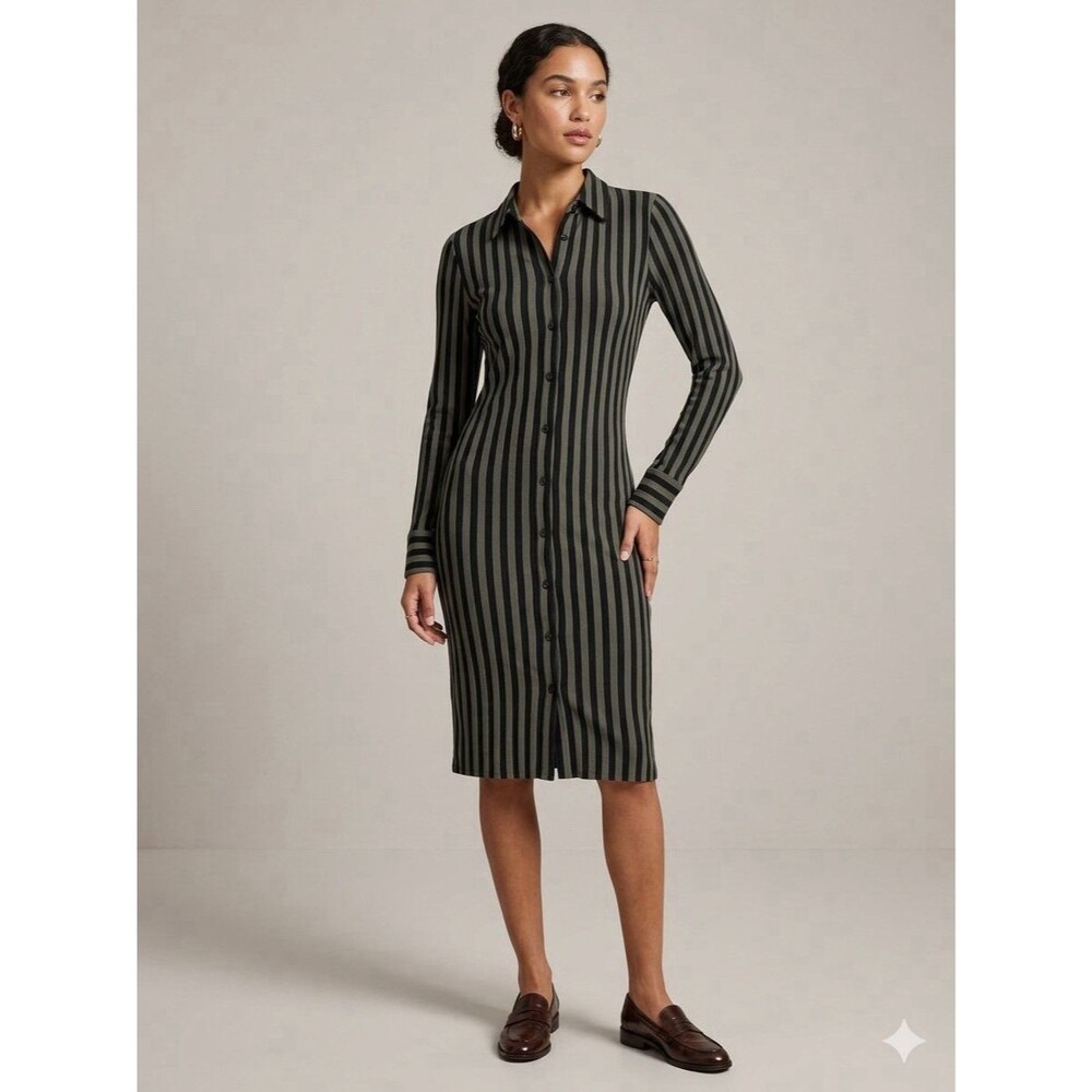 Norma Kamali Black Striped Dress Size Medium